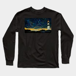 Cape Hatteras Lighthouse like starry night Long Sleeve T-Shirt